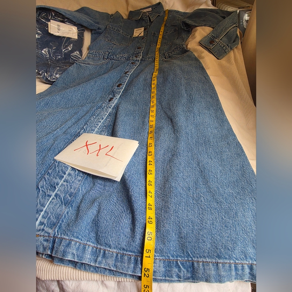 Zara Z1975 Women's Long Denim Dress 100% Cotton Mid-blue Nwt !! - Picture 15 of 15